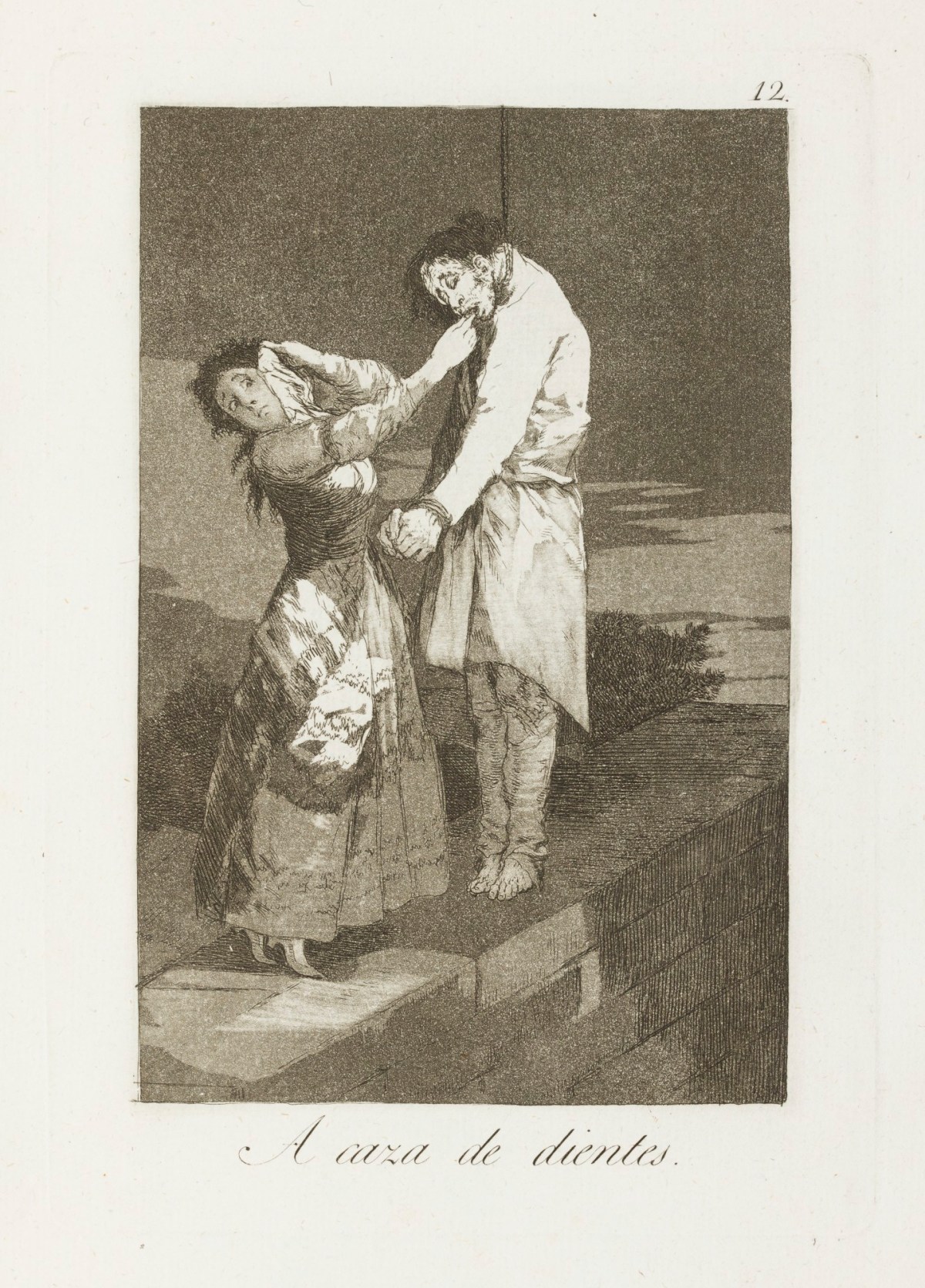 Grabado de Goya A caza de dientes